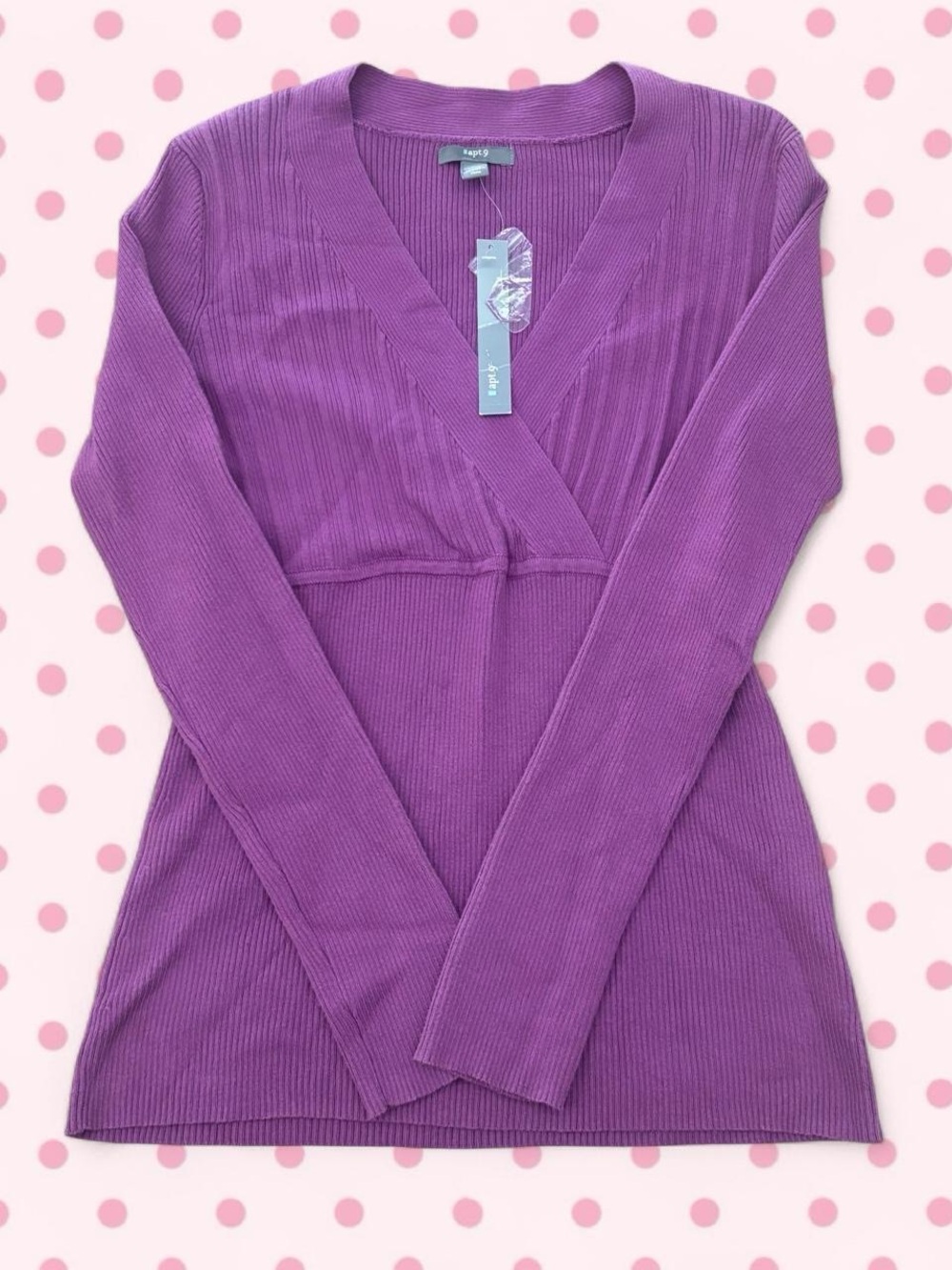 Purple Ribbed V-Neck Women's Sweater